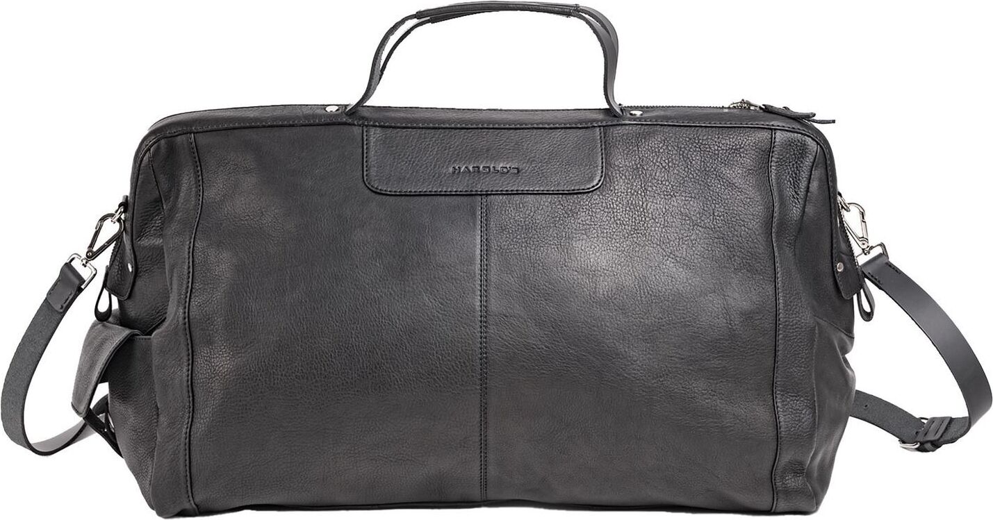 HAROLD'S Leder Reisetasche Country Framebag Travelbag Black schwarz