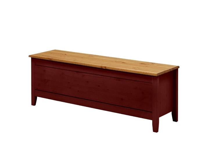 Betttruhe Cenan 136 x 47 x 38cm Rot/Braun/Kiefer Rot/Kiefer Laugenfarbig