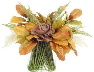 Creative Labs Fall Pampas and Cabbage Arrangement in Glass Vase