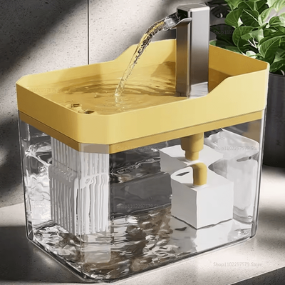 Inspire Curations FlowFresh 1.5L Automatic Pet Water Fountain yellow 1.5l
