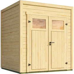 Weka Design-Gartenhaus Batu - 28 mm - Modern Storage 200 x 200 cm (Batu 1) naturbelassen Rahmen-Doppeltür