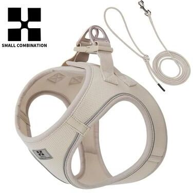 Uplift Essentials Safe Stride Reflective Dog Harness & Leash Set beige l