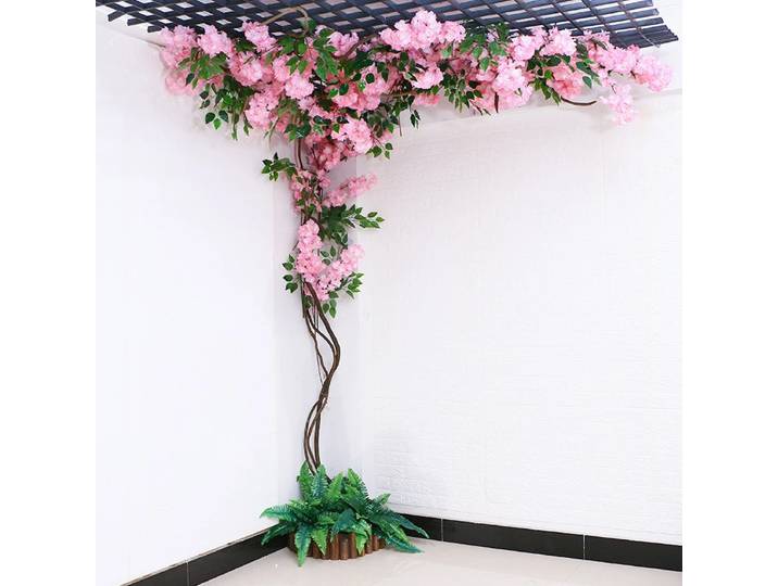 Ensemble d'arbre à fleurs de cerisier artificielles, branches de fleurs et vigne morte, décoration d'arc de fête de mariage bricolage, décoration murale de festival à la maison