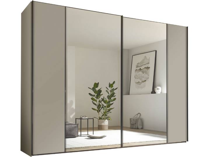 Schwebetürenschrank, Holzwerkstoff, Beige, 249×222×68 cm, Mit Variablen Einlegeböden, Modern, Staud