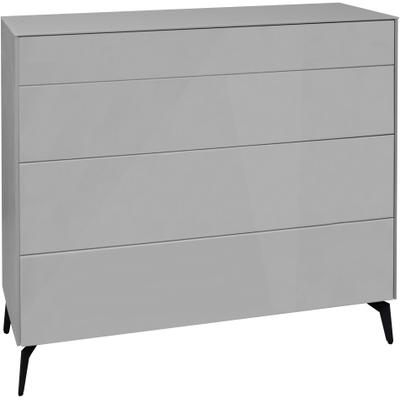 Kommode MÄUSBACHER "Imola", grau (kreidegrau matt lack, glas kreidegrau glanz), B:121cm H:102cm T:42cm, Sideboards, Kommode, 2-Schubladen Kommode