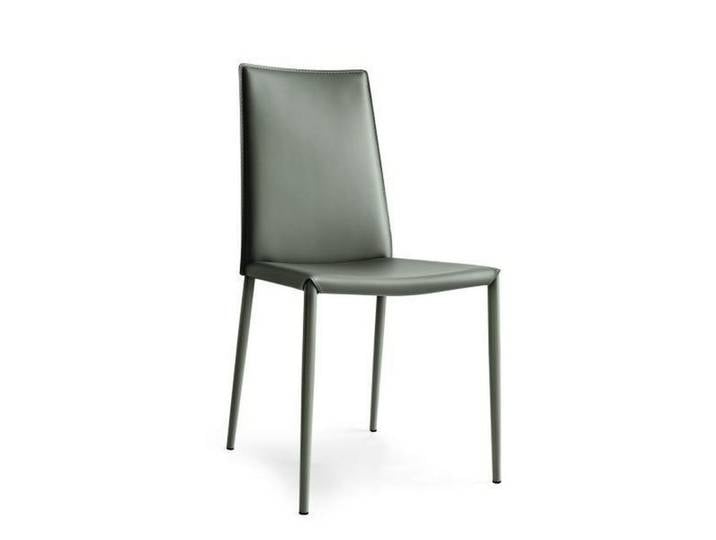 Connubia Stuhl, Grau, Metall, Echtleder, rund, 48x90x52 cm, Esszimmer, Stühle, Esszimmerstühle, Lederstühle