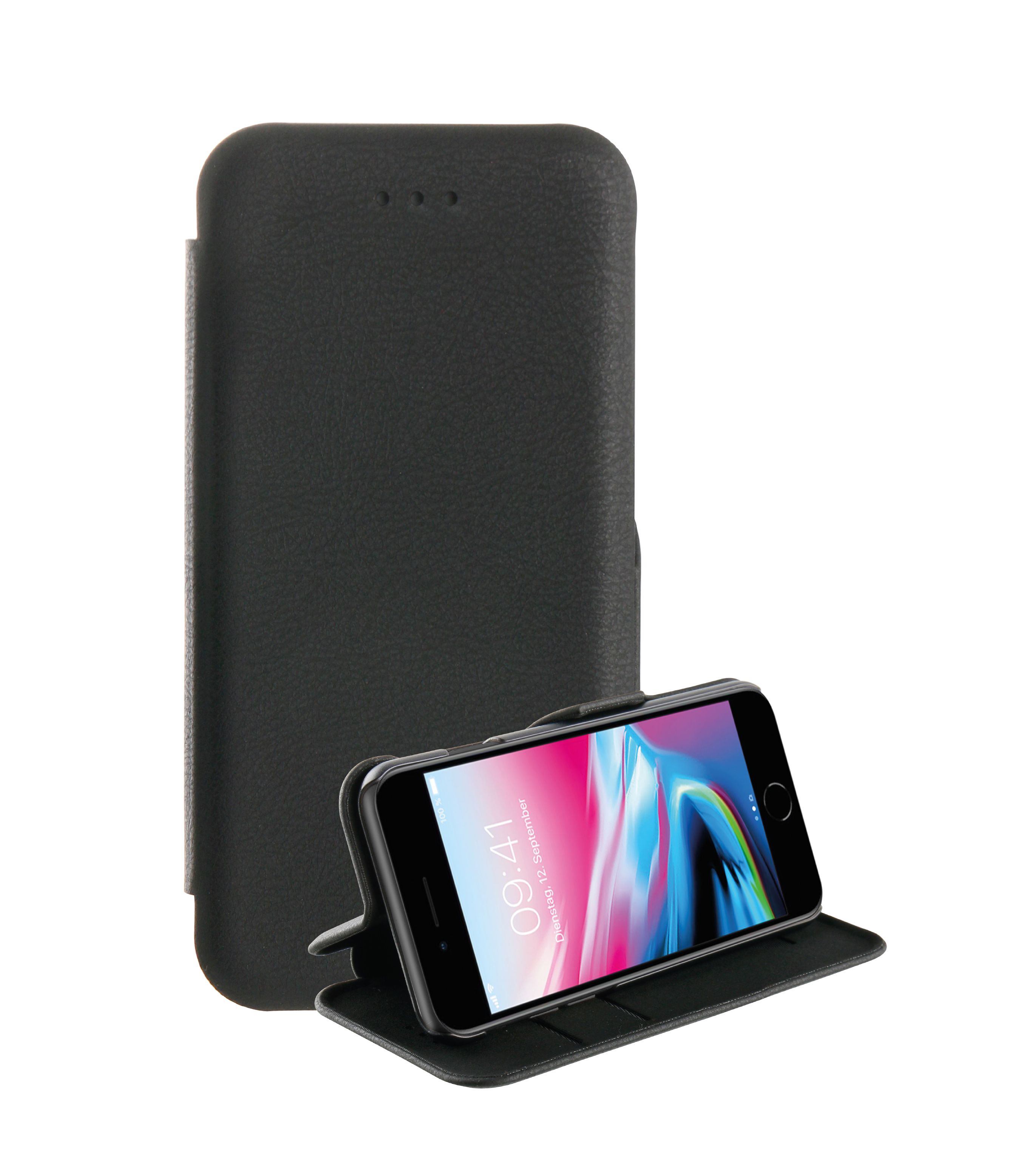 Vivanco Geldbörsenhülle für Apple iPhone SE (2.Gen.), iPhone 8, iPhone 7, iPhone 6s Casual (Schwarz) 61223
