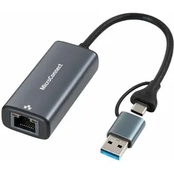 MicroConnect USB-C / A to RJ45 2,5G (USB-C), Netzwerk Adapter, Schwarz