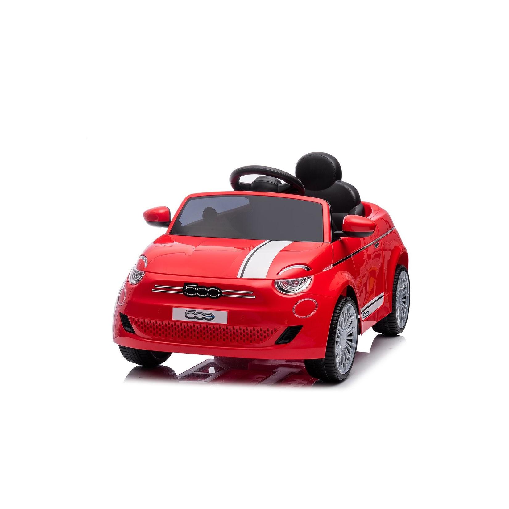 Chipolino Kinder Elektroauto Fiat 500 Fernbedienung, Sicherheitsgurt, MP3, USB rot-schwarz