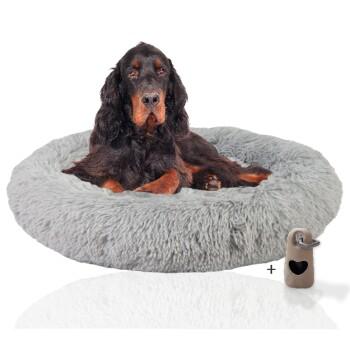 Rohrschneider ® Hundebett Donut mit Gratis-Beigabe, Extra flauschiges Hundekissen L