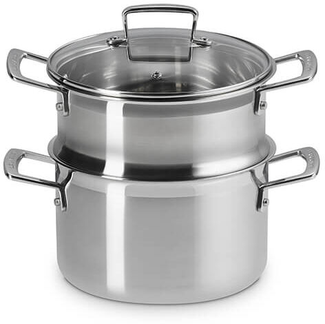 Le Creuset 3-ply 20cm Casserole with Steamer and Lid