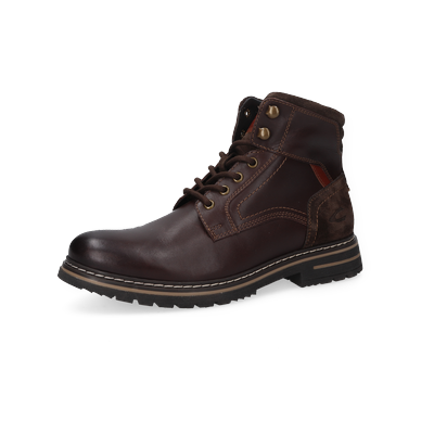 Schnürboots CAMEL ACTIVE, Herren, Gr. 45, braun (schoko, natur), Leder, Schuhe Schnürboots, Schnürstiefel, Boots mit Ziernähte