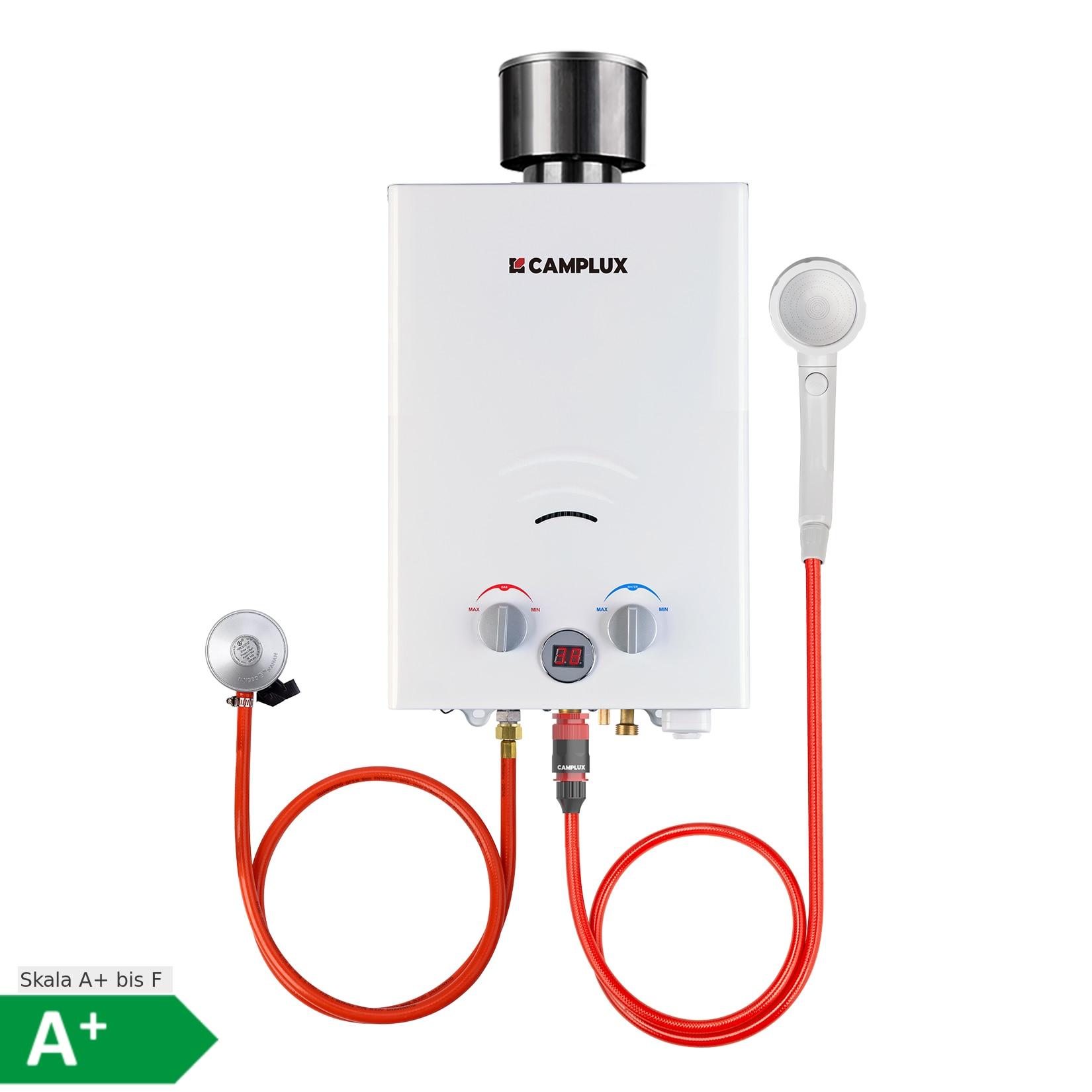 Camplux Outdoor Gas-Durchlauferhitzer 11 kW, 6 L/min, Weiß