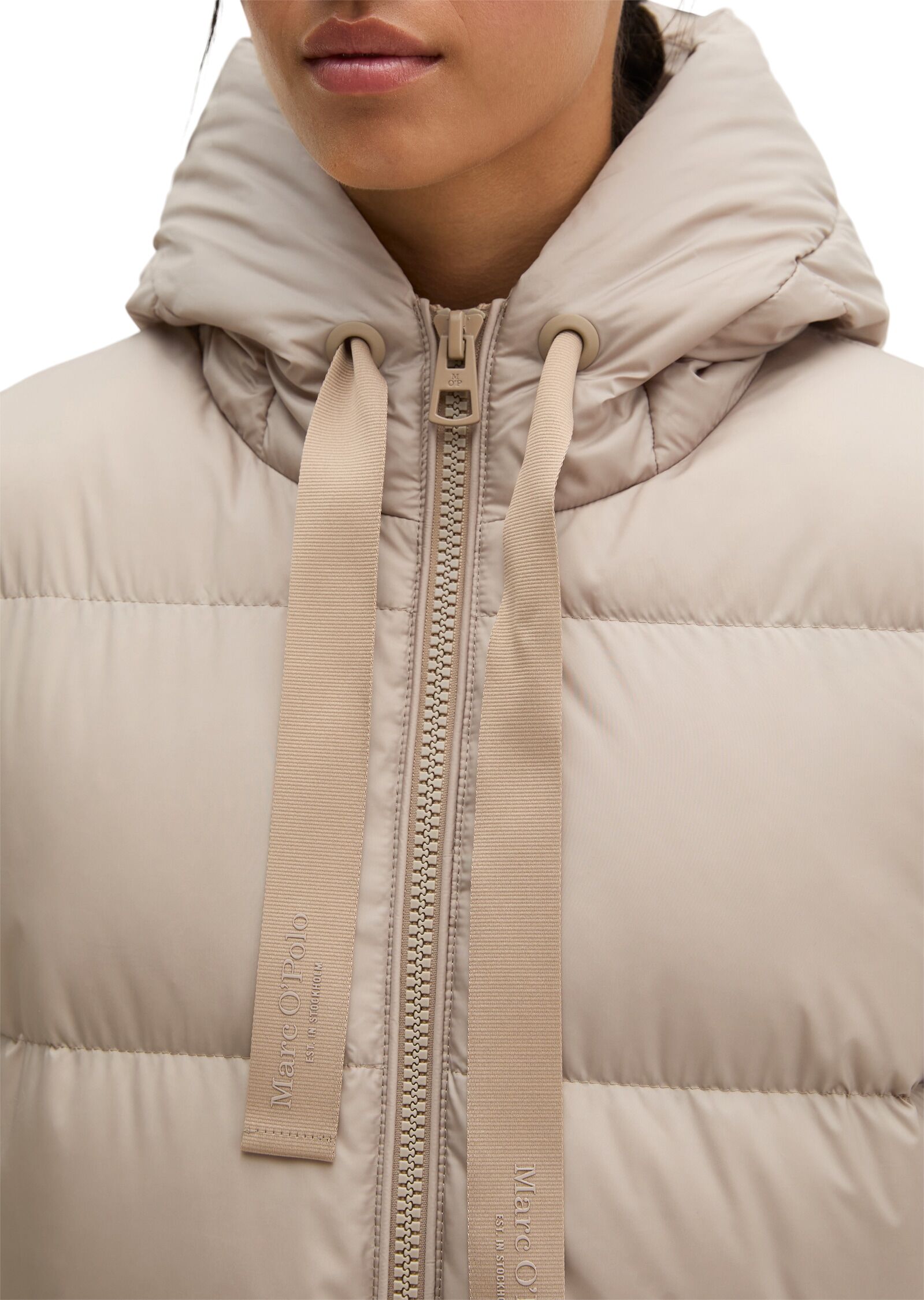 Marc O' Polo Daunenjacke MARC O'POLO, Damen, Gr. 44, earthy taupe, Obermaterial: 100% Polyester. Futter: 100% Polyester. Wattierung: 70% Daunen, 30% Federn, Jacken Daunenjacke earthy taupe 44