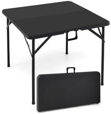 Costway 34 Inch Square Foldable Card Table with Carrying Handle-Black