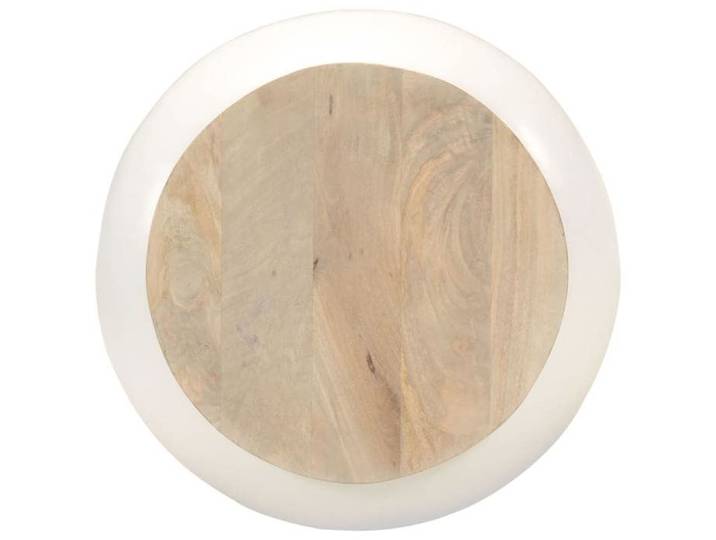 Table basse en bois de manguier - 51x51x27 cm - Blanc - Bois massif - Base en fer - Design unique - Style classique