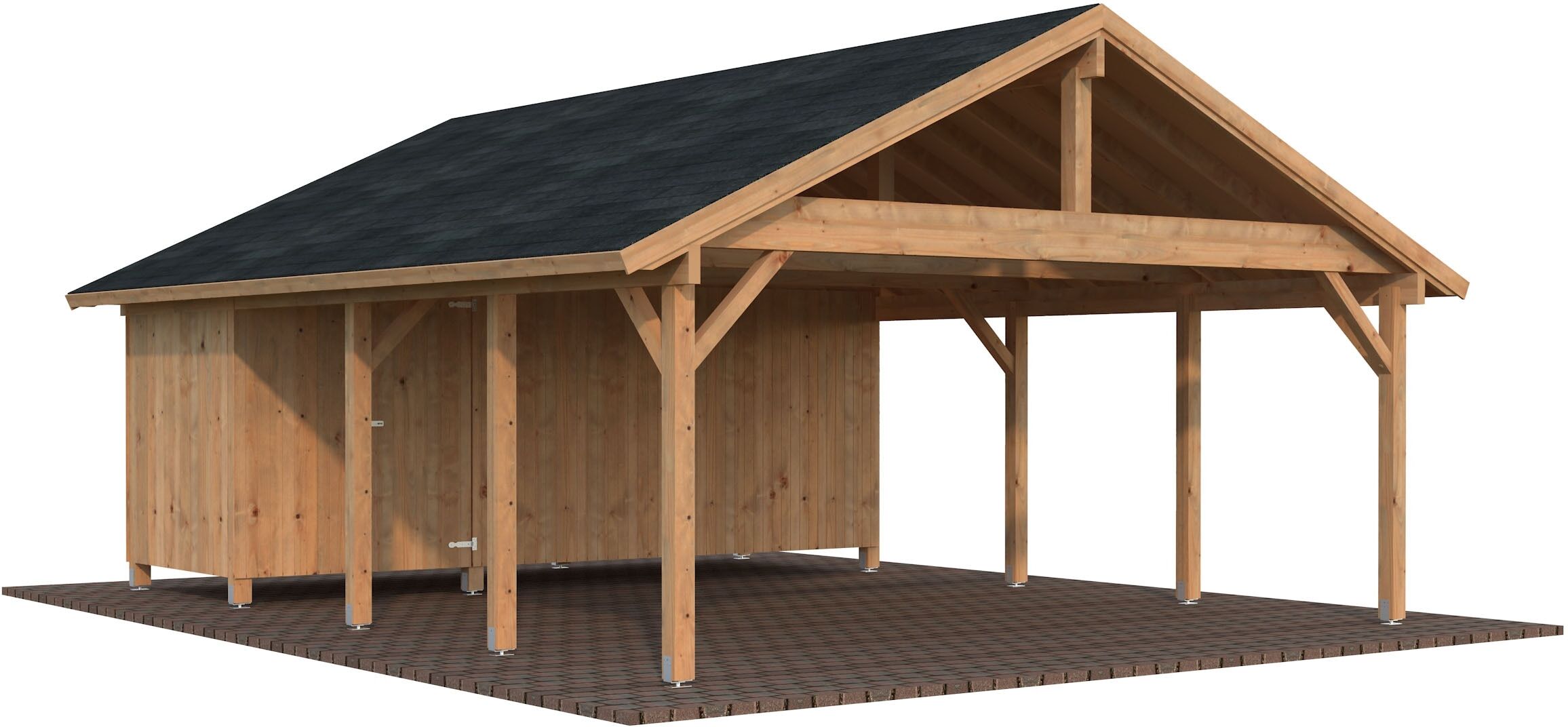 Doppelcarport PALMAKO "Robert mit Geräteraum", braun, B/H/T: 640cm x 199cm x 764cm, Carports