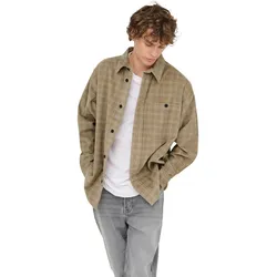 Only & Sons Herren Hemdjacke ONSWALEED CORDUROY OVERSHIRT - Relaxed Fit - 22034467 Chinchilla - XL
