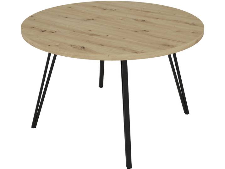 Esstisch BYLIVING Marta , braun (artisan eiche, schwarz, artisan eiche), H:76cm, Tische, Esstisch, mit 120cm runder Tischplatte in Artisan Eiche Optik und Metallbeinen