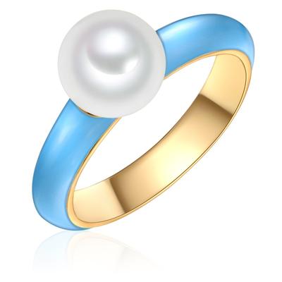 Perlenring YOKOAMII "Y116" Gr. 54, blau (gelbgold), Fingerringe, Damen, 54, Metall, 3,8mm, Perlenring, mit Perle