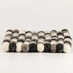 Felt Ball Square Placemat - 20cm Multi  Grey Colour