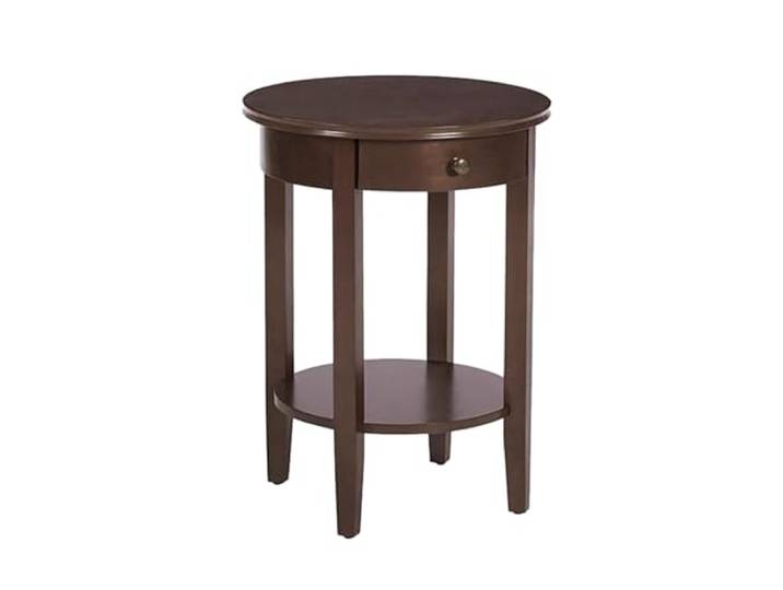 Gtzly Runder Beistelltisch Aus Massivem Holz mit Schublade, 2-Stufiger Moderner Beistelltisch Aus Der Mitte des Jahrhunderts for Wohnzimmer, Wohnheim, HeimbüRo, Schlafzimmer (Color : Negro)