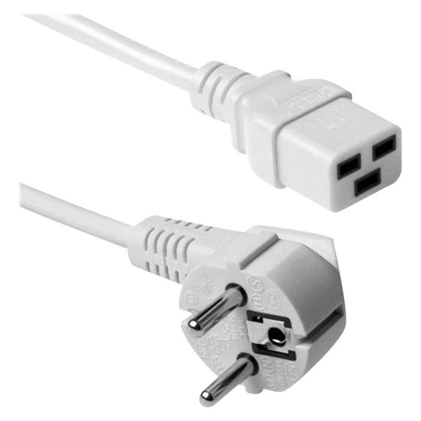 ACT Powercord mains connector CEE 7/7 male (angled) - C19 white 3 m (3 m) (AK5416)