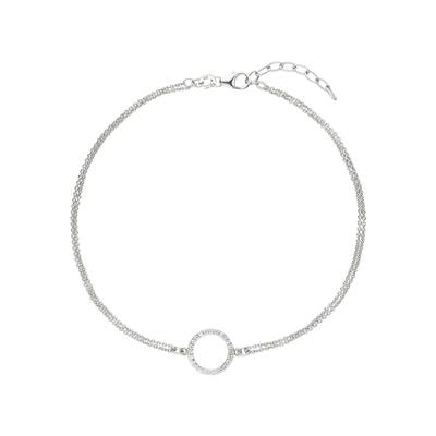 Fußkette JOBO, silber (silber 925, weiß), Fußketten, Damen, Silber 925 (Sterlingsilber), 925 Silber mit 24 Zirkonia 26 cm