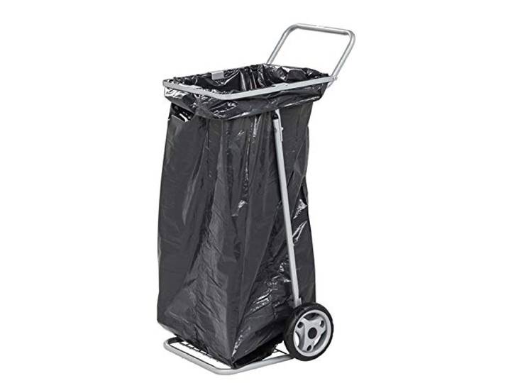 DS Praktischer Metall - Müllsackwagen - Müllsackhalter - Müllsackständer für Kunststoff- oder Papiersäcke bis 125 Liter - Vollgummiräder Tragfähigkeit 50 kg