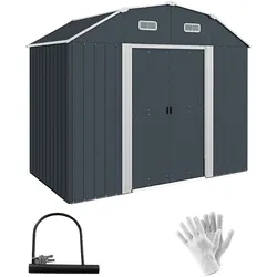 Outsunny Gerätehaus aus Stahl, 2,7 m2 Geräteschuppen mit UV-Schutz, Dunkelgrau