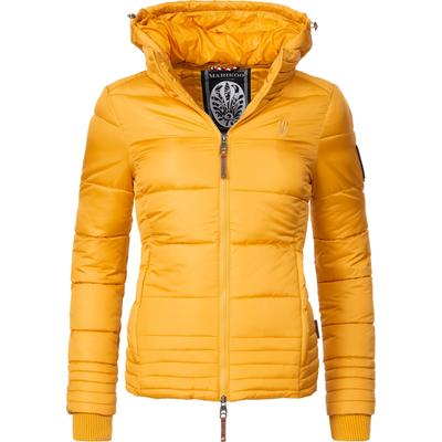 Winterjacke MARIKOO "Sole", Damen, Gr. S (36), gelb, Oberstoff: 100% Polyester. Futter: 100% Polyester. Wattierung: 100% Polyester. Ärmelfutter: 100% Polyester, tailliert hüftbedeckend, Ärmel ohne Ärmelschlitz Rippstrickbündchen, Jacken Winterjacke,...