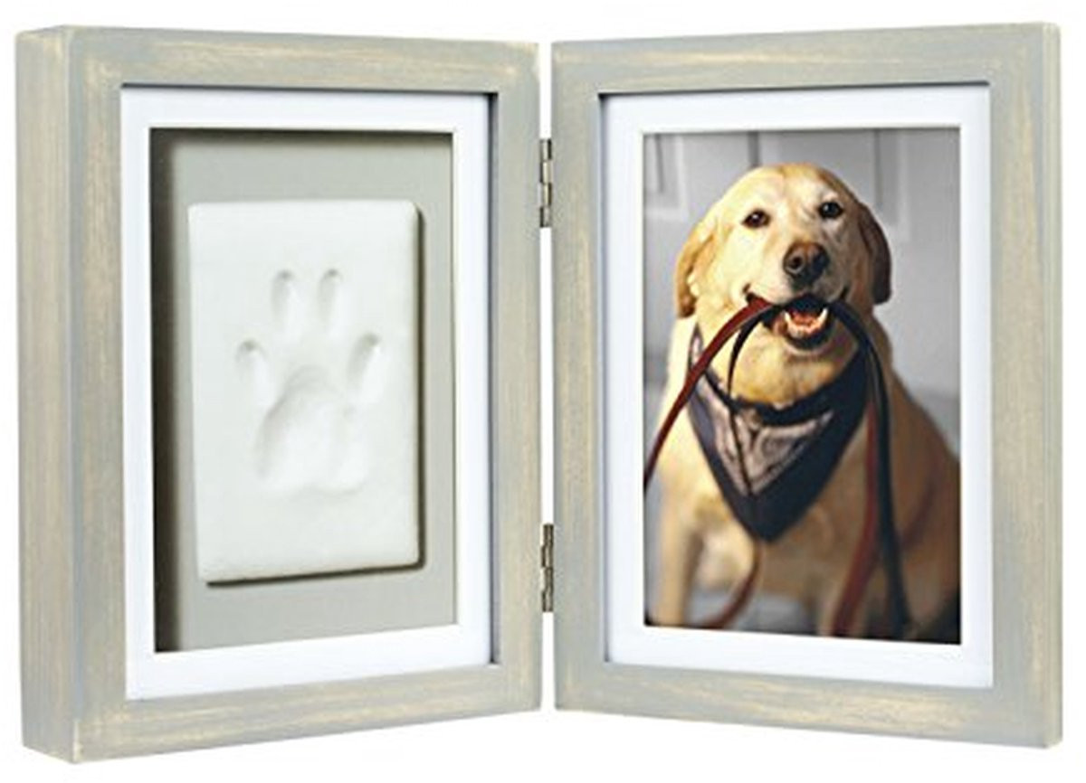 Houtkleurige Fotolijst Pootafdruk Aandenken Frame met Klei voor Huisdier Herinnering, 10x15 cm