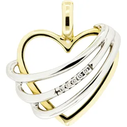 Orolino Anhänger 585 Gold zweifarbig Herz mit 5x Brillant 0,025ct.