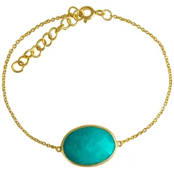 Jamelli Armband Silber 925 vergoldet 16+2,5cm lang mit echtem Amazonit 8,0ct.