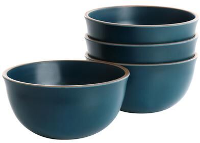 Gibson Home Rockabye 4 Piece Melamine Cereal Bowl Set in Dark Teal