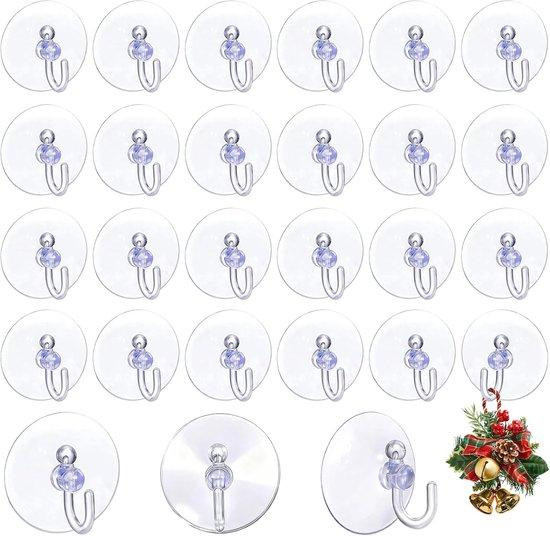 Set van 40 herbruikbare transparante zuighaken van plastic, diameter: 4 cm