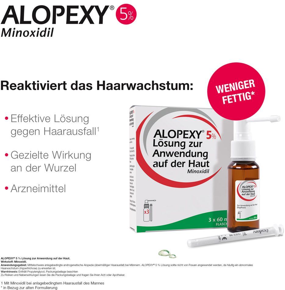 Alopexy 5% Lösung zur Anwendung auf der Haut 3x60 ml