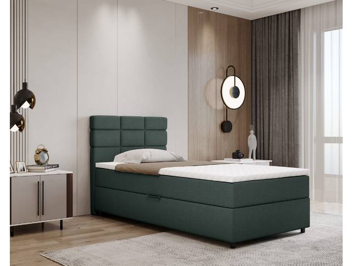 REVE Boxspringbett 100x200 Stoff Grün - Faro 07
