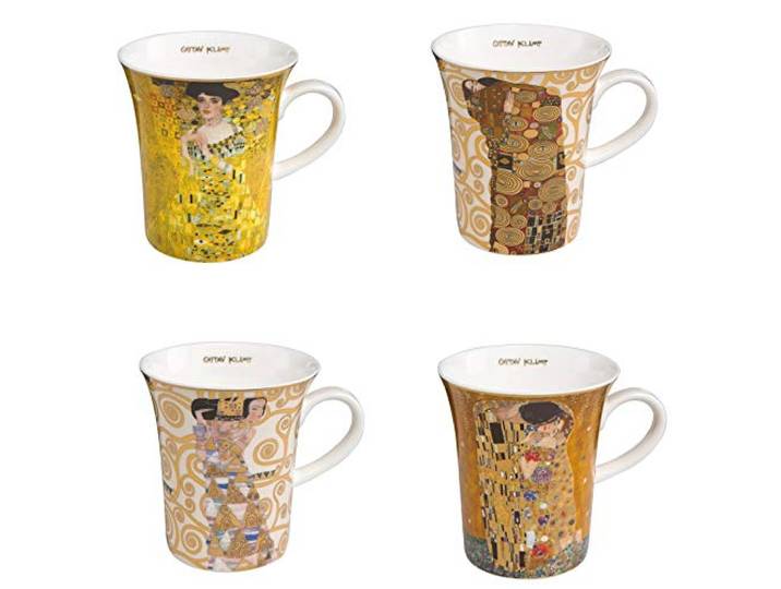 CREAFLOR HOME 4er Set Gustav Klimt Becher, Tassen ALLE Motive H. 11cm 400ml Goebel Porzellan
