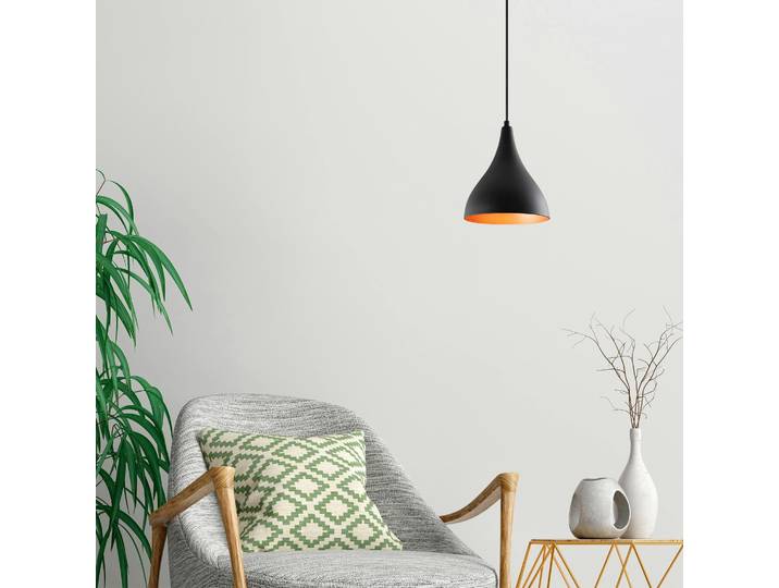 Suspension de cuisine noire mate – intérieur cuivré SILE