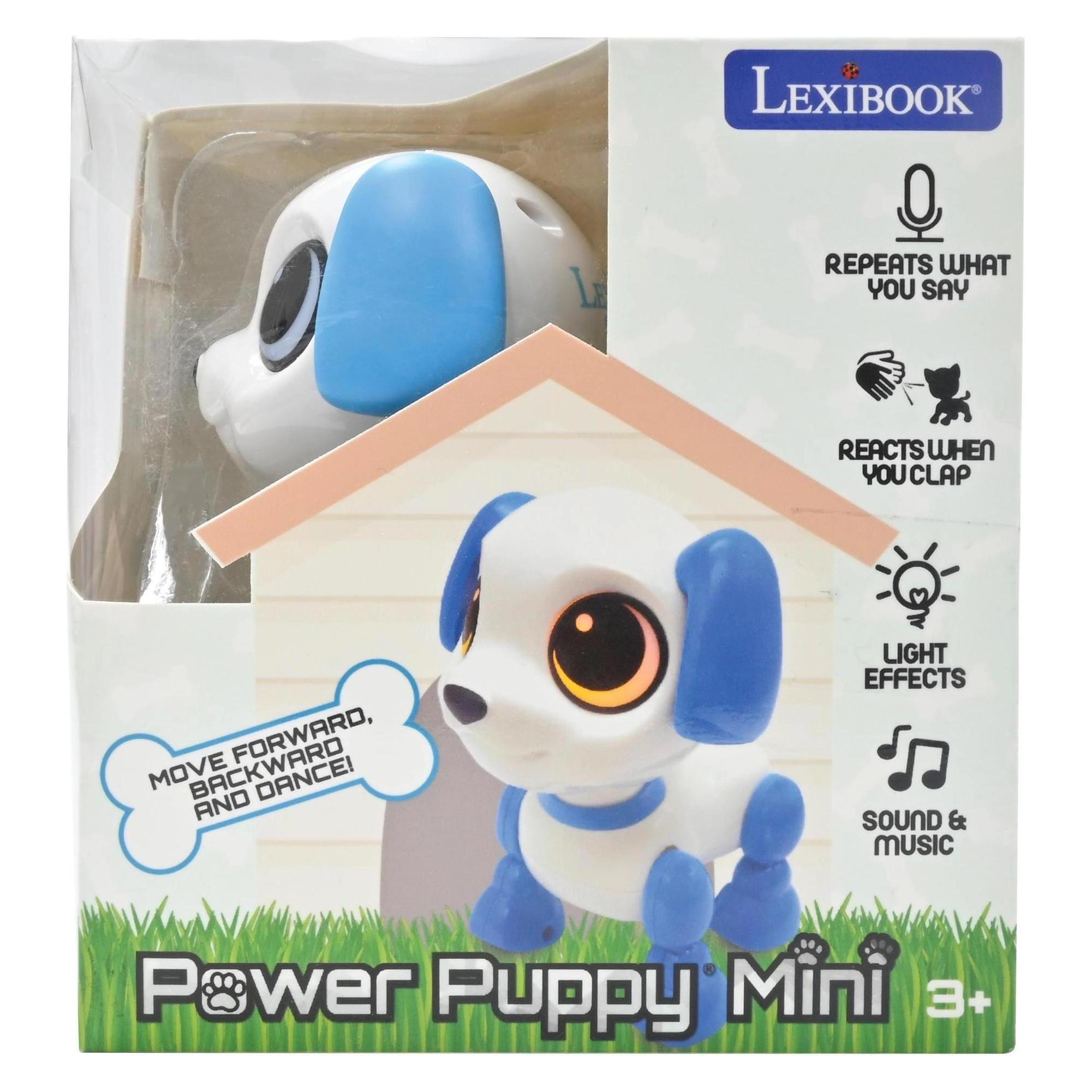 Lexibook POWER PUPPY Mini Hunde-Roboter mit Licht und Soundeffekten, Handklatschbefehl, Wiederholungsfunktion (ROB02DOG)