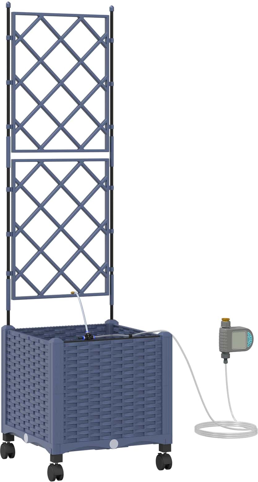 vidaXL Porte-plante de jardin avec irrigation et roues Gris PP