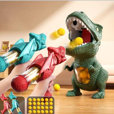 Inspired Living DinoBlast T Rex Target Shooter Interactive Soft Bullet Shooting Toy For Kids red & Blue