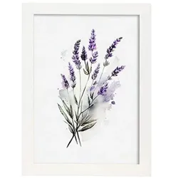 POSTER Lavendel 5 Im Nordischen Stil. A4 Weißer Rahmen