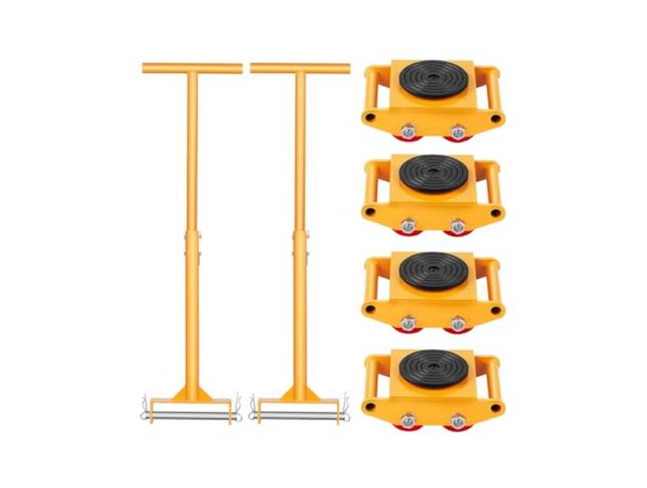 VEVOR Déménageur de Machines 6 T Chariot de Transport Charge Lourde avec Poignée\, Disque 360°\, 4 roulettes Directionnelles\, Transporteur Équipements Industriels Acier au Carbone\, pour Entrepôt Usine