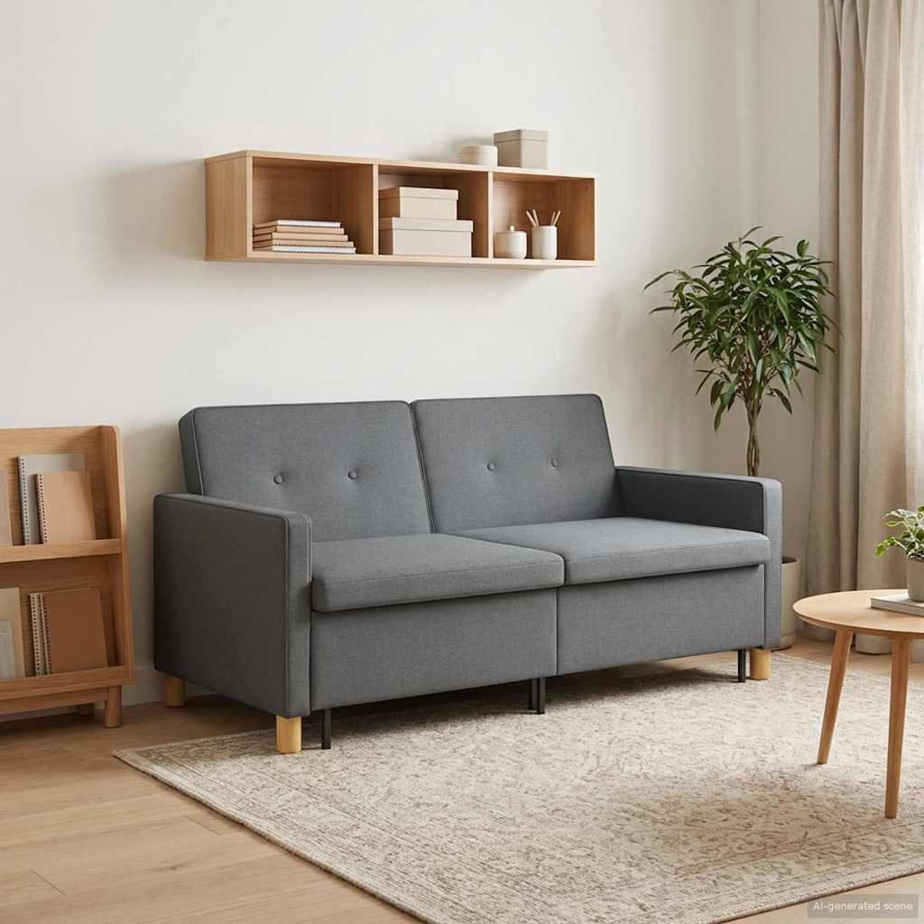 vidaXL Pull Out Sofa Bed Gris foncé Tissu