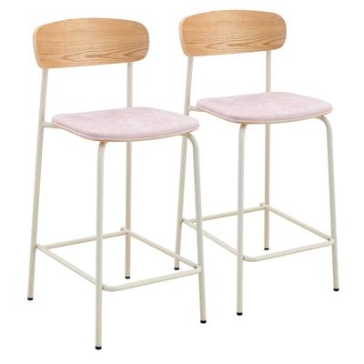 Oviala Business Set mit 2 hohen Stühlen aus rosa Holz