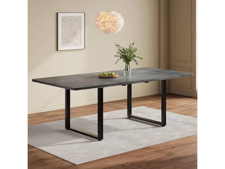 Merax Ausziehbarer Esstisch 140/180/220×80 cm, rechteckiger Tisch für 6–10 Personen, Metallbeine, 3-stufig verlängerbar, stabil, modernes Esszimmer- und Küchendesign, grau