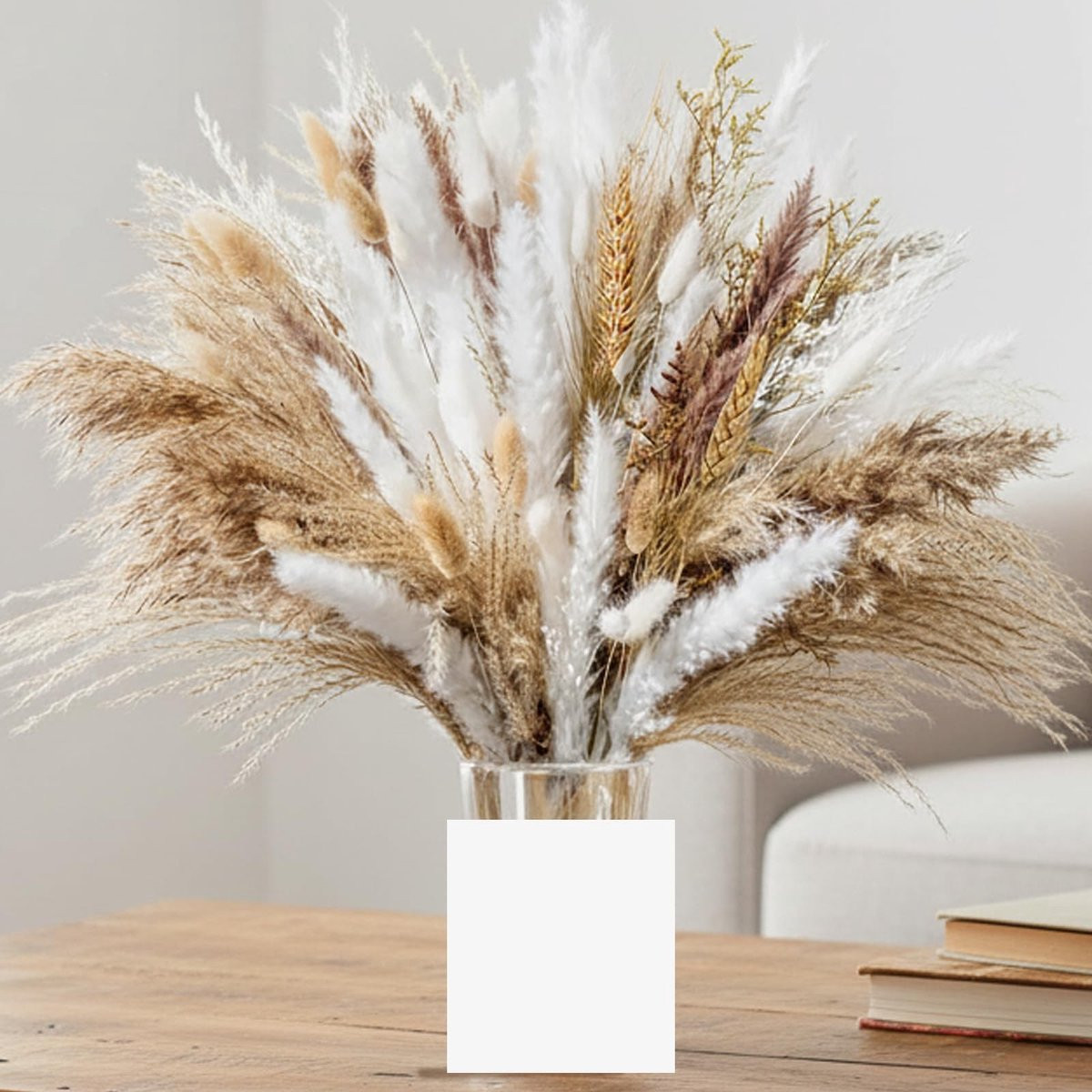 Dailygoods 95 stuks gedroogde pampa natuurlijke pluizige bloemen voor rustieke boho decoratie