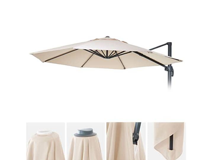Mendler Sonnenschirmbezug HWC-A96, 8 Streben rund Ø4m 220g/m² Polyester, Ersatz-Bezug z.B. für Ampelschirm HWC-A96 - Creme-beige
